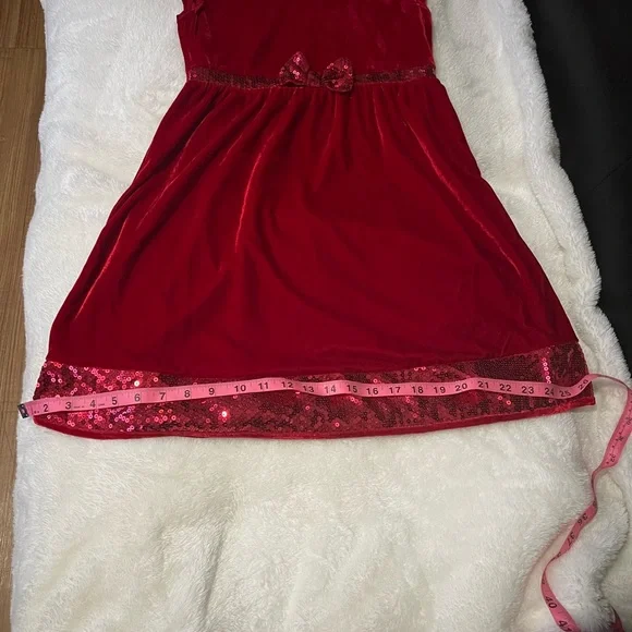 George Red Velvet Dress with Sequin Accents - Picture 9 of 11